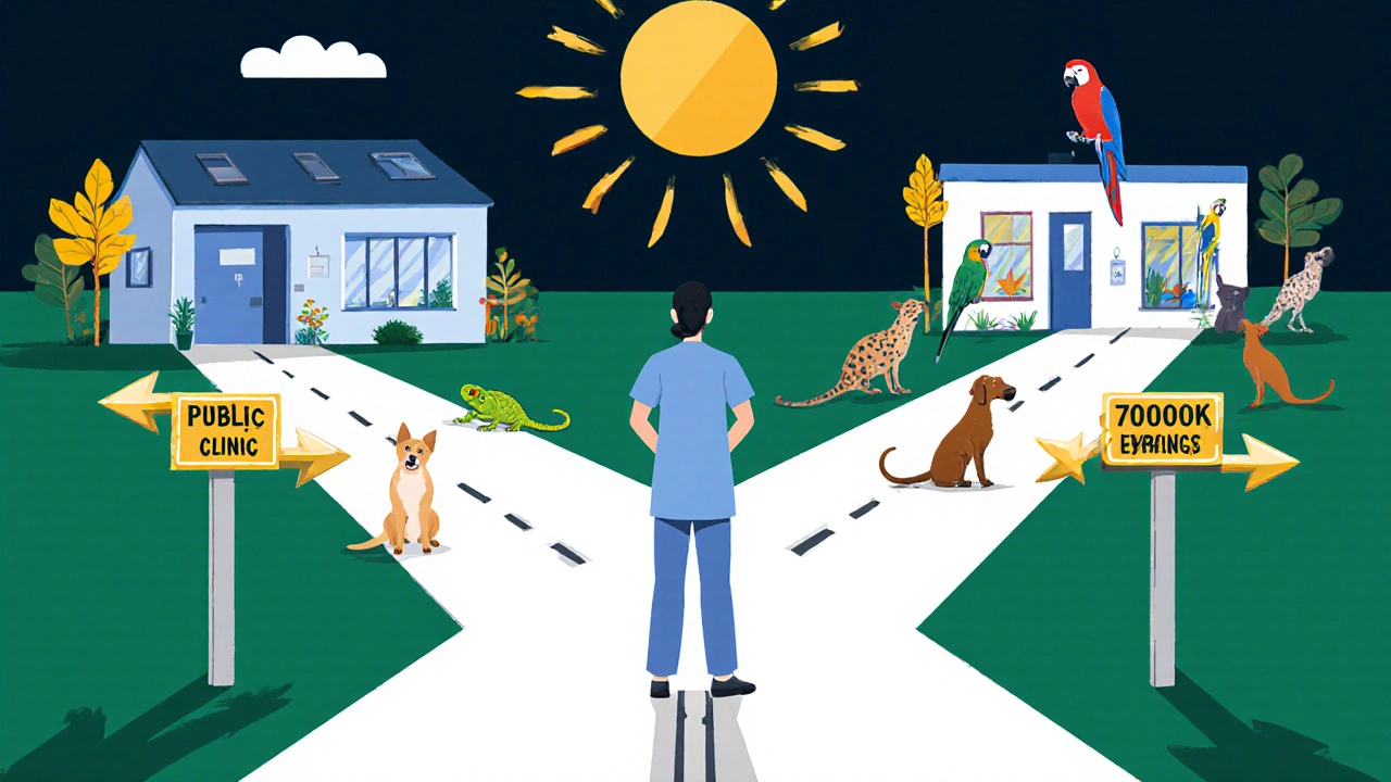 Veterinář na rozcestí mezi stabilní prací a vysokým příjmem se specializací.