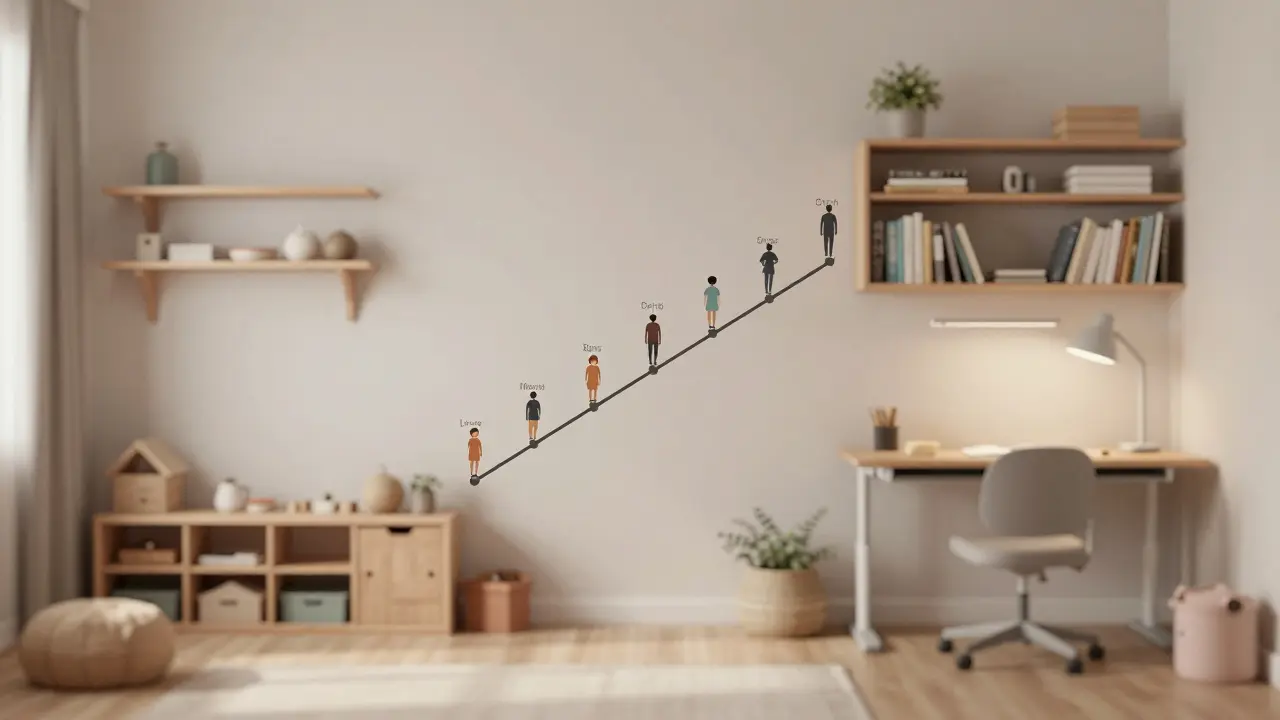 Vývoj dětského pokoje od kojence po dospívajícího — adaptivní návrh pro růst dítěte.